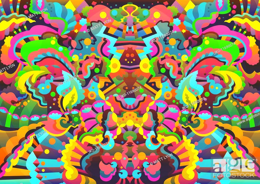 Stock Photo: Vibrant abstract symmetrical pattern.