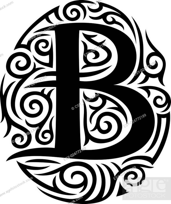 letter B tattoo tribal design, Stock Vector, Vector And Low Budget Royalty  Free Image. Pic. ESY-024772189 | agefotostock