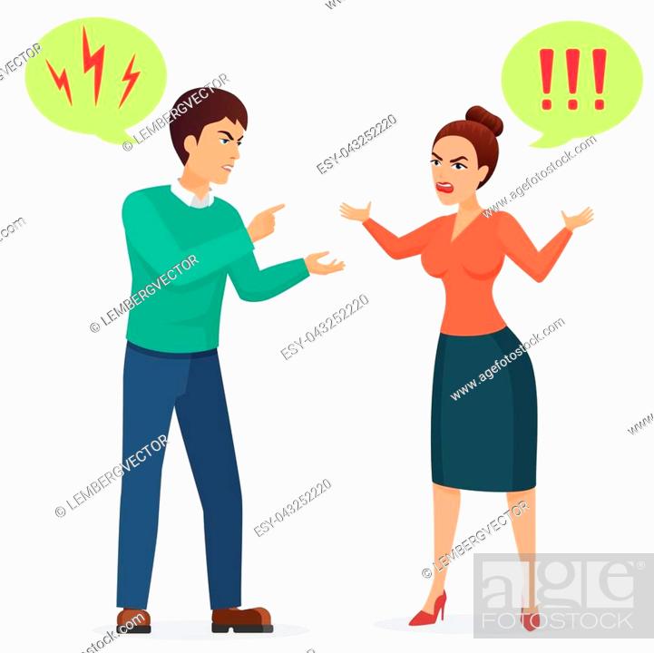 Cartoon Man and woman quarreling. Angry people vector flat illustration,  Stock Vector, Vector And Low Budget Royalty Free Image. Pic. ESY-043252220  | agefotostock
