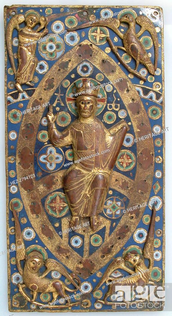 Stock Photo: Book Cover Plaque with Christ in Majesty, French, ca. 1185-1210. Creator: Unknown.