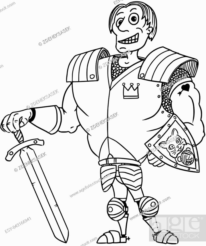 Cartoon vector old fantasy medieval royal Prince Charming knight hero with  armor, sword, Vecteur de Stock, Vecteur et Image Low Budget Royalty Free.  Photo ESY-043166941 | agefotostock
