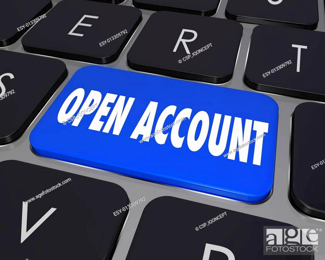 Open New Account Computer Keyboard Key Button Register Online Se