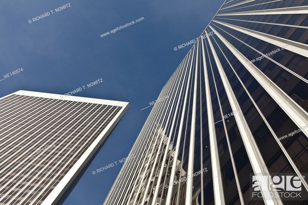 Stock Photo: Architectural detail of office towers in Century City, Los Angeles, California.