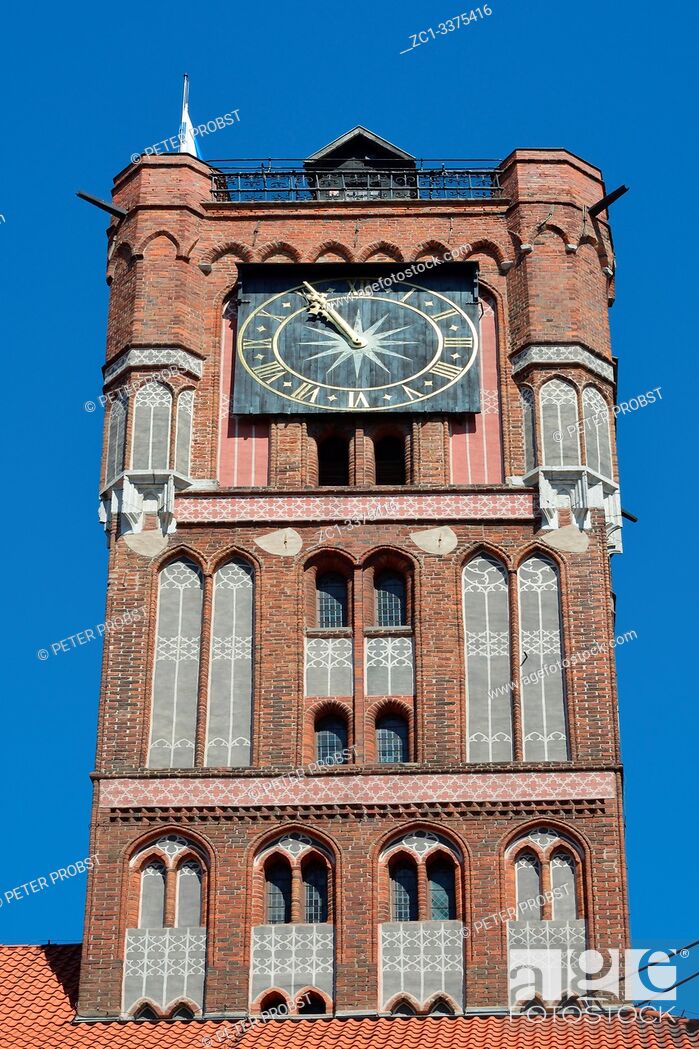 Stock Photo: Tower of the City hall on the market place Rynek Staromiejski inTorun - Poland.