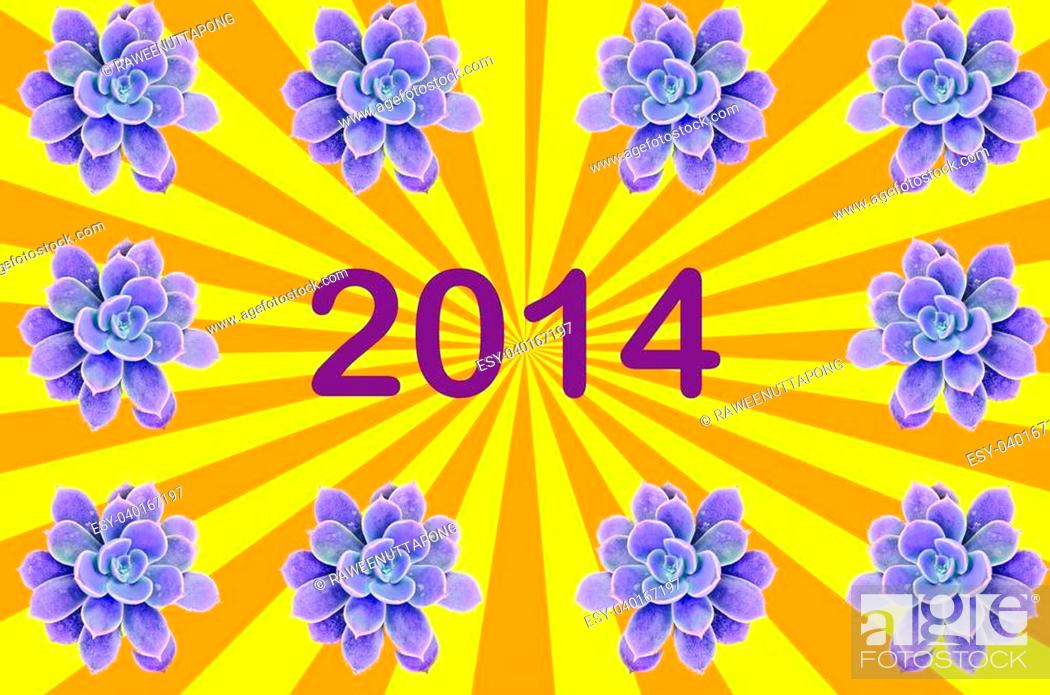 Stock Photo: Violet flowering cactus write 2014.