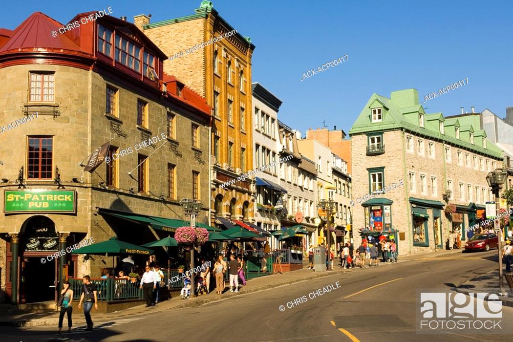 Stock Photo: Popular Latin quarter along rue St  Jean, Quebec City, Quebec, Canada.
