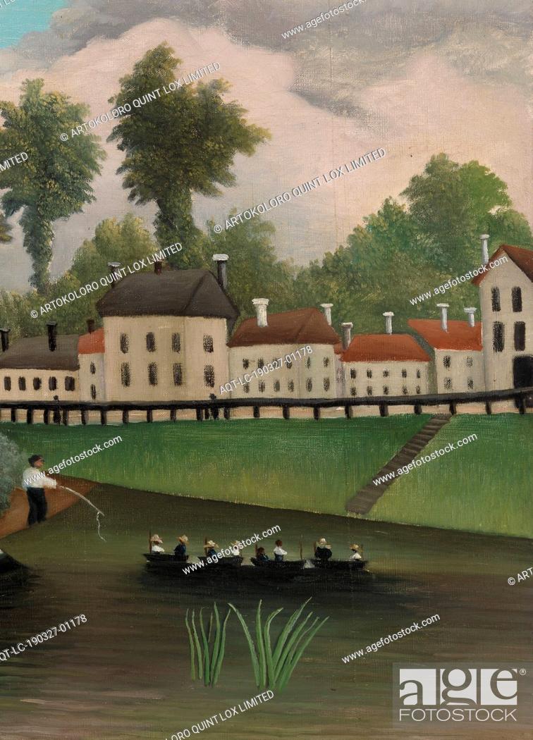 Stock Photo: Henri Rousseau: The Laundry Boat of Pont de Charenton (Le Bateau-lavoir du Pont de Charenton), Henri Rousseau, c. 1895, Oil on canvas.