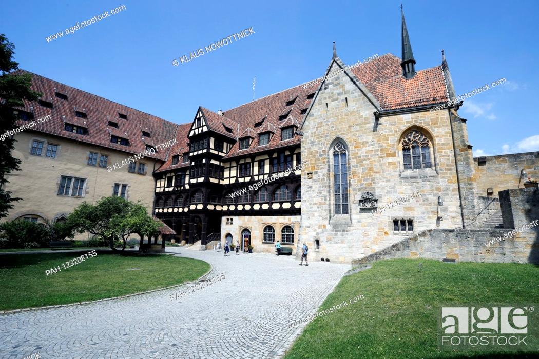 Stock Photo: The Veste Coburg with partial view of the princely building and the Luther chapel. The Veste Coburg rises high above the city with its huge walls and towers.