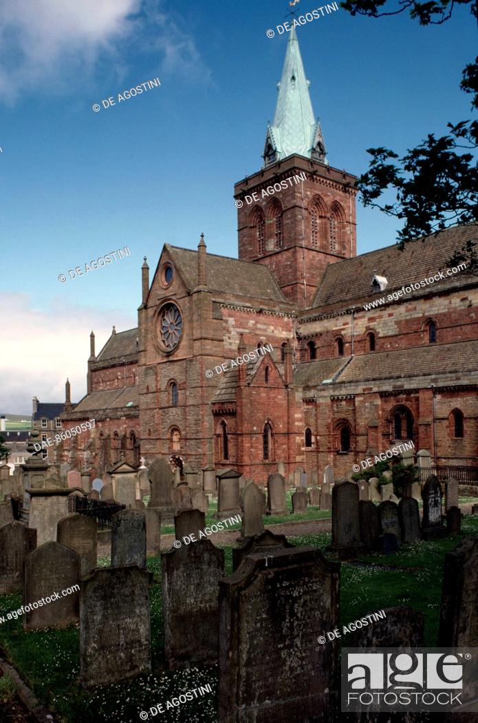 Stock Photo: Saint Magnus Cathedral, Kirkwall, Mainland, Orkney Islands, Scotland, United Kingdom, 12th-15th century.