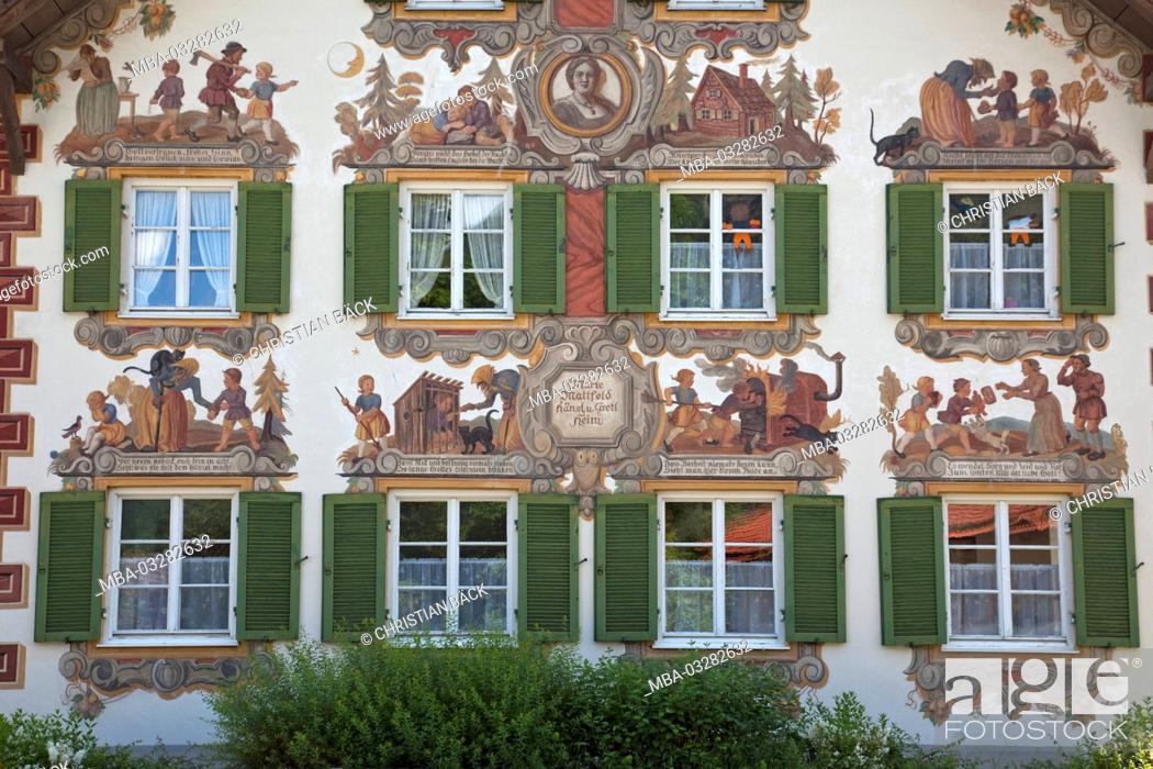 Stock Photo: Hänsel-und-Gretel-Haus in Oberammergau, Upper Bavaria, Bavarians, Germany,.