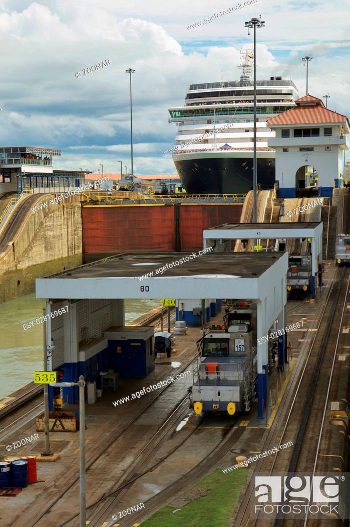 Stock Photo: Cruise ship in Panama Canal.