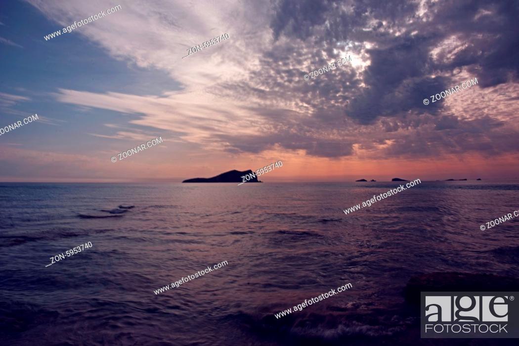 Stock Photo: balearic island sunrise at sea view sunset ibiza holiday.