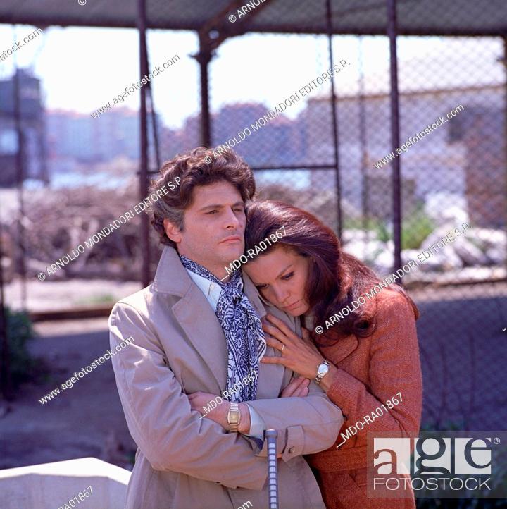 Stock Photo: Brazilian actress Florinda Bolkan (Florinda Soares Bulcao) and American actor Tony Musante (Anthony Peter Musante) hugging each other in a scene from the film.