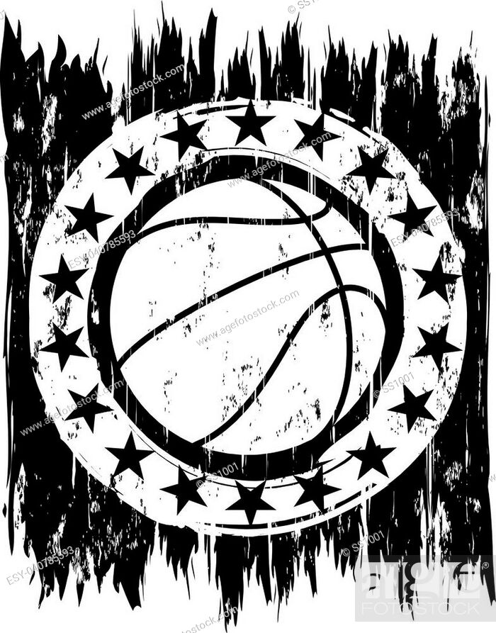Abstract vector illustration black and white basketball ball on grunge  background with stars, Stock Vector, Vector And Low Budget Royalty Free  Image. Pic. ESY-040785593 | agefotostock