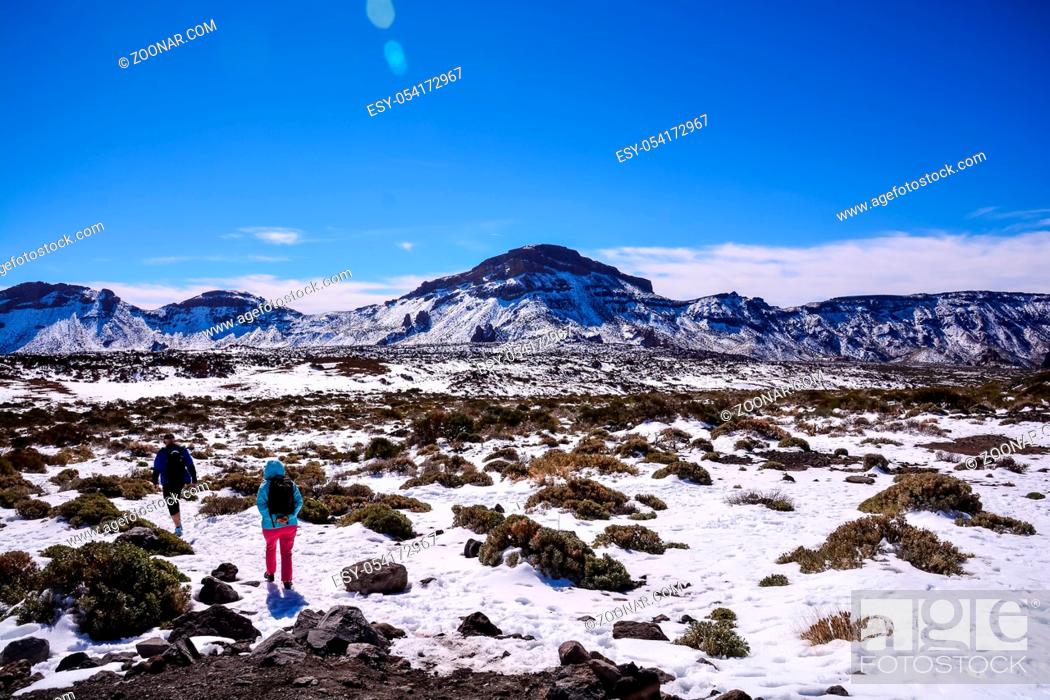 Stock Photo: Photo Picture of the snow covered mount teide tenerife spain.