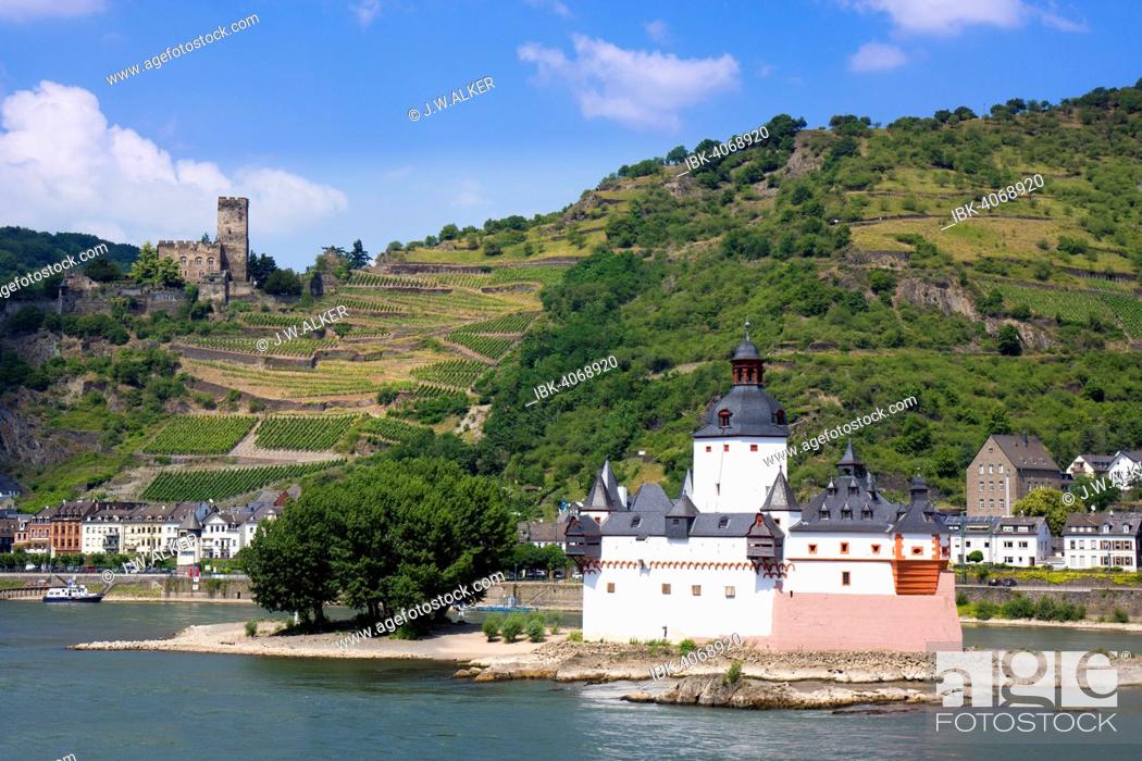 Stock Photo: Pfalzgrafenstein Castle, former toll castle, behind Kaub and Gutenfels Castle, UNESCO World Heritage Upper Middle Rhine Valley, near St.