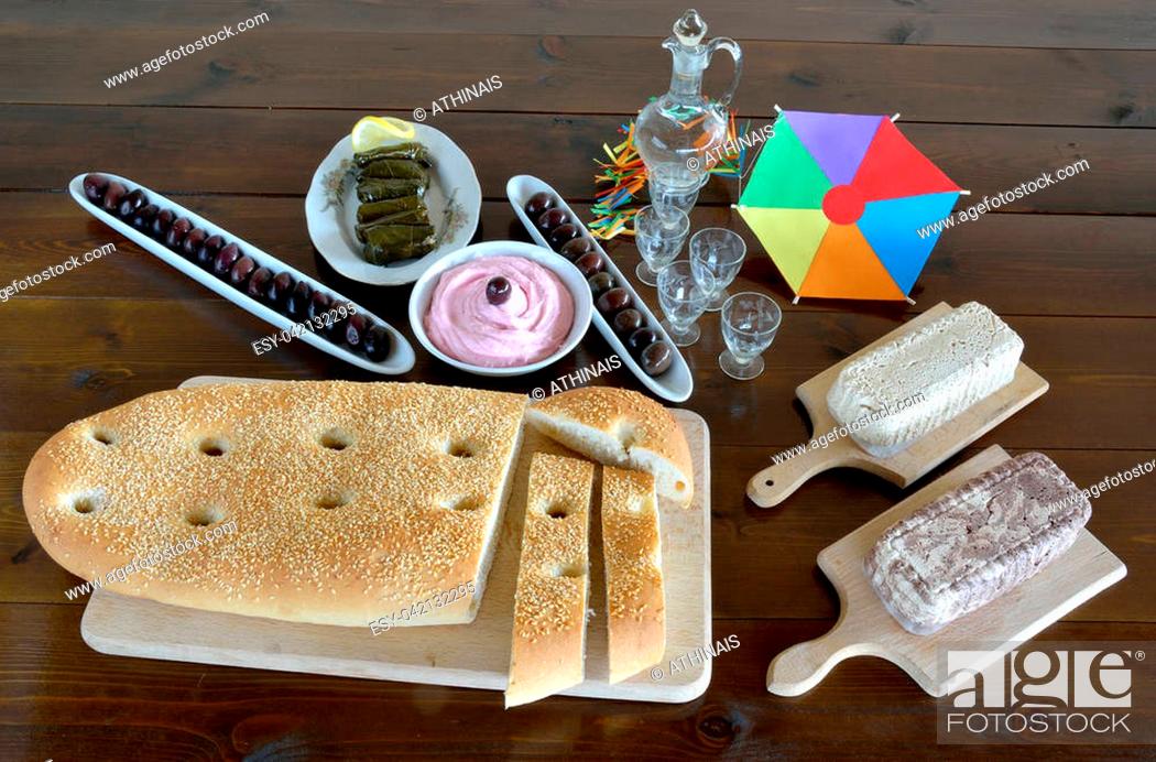 Stock Photo: Concept with some fasting food for Clean Monday.