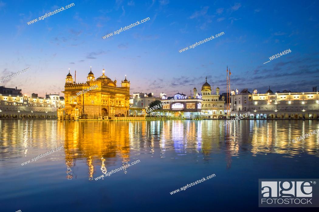 The Golden Temple (Harmandir Sahib) and Amrit Sarovar (Pool of Nectar)  (Lake of Nectar), Stock Photo, Picture And Royalty Free Image. Pic.  WR3244506 | agefotostock