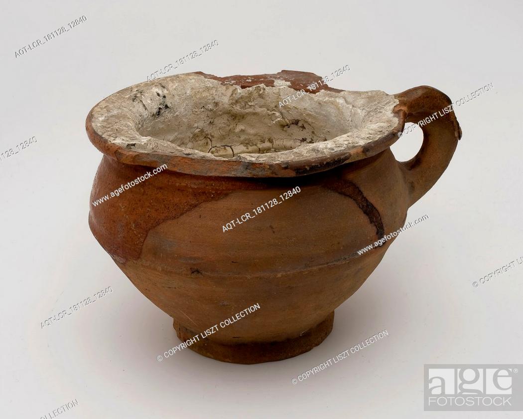 Stock Photo: Pottery chamber pot, ease of use on stand, internal glazed, wide neck opening, pot holder sanitary soil find ceramic earthenware glaze lead glaze.