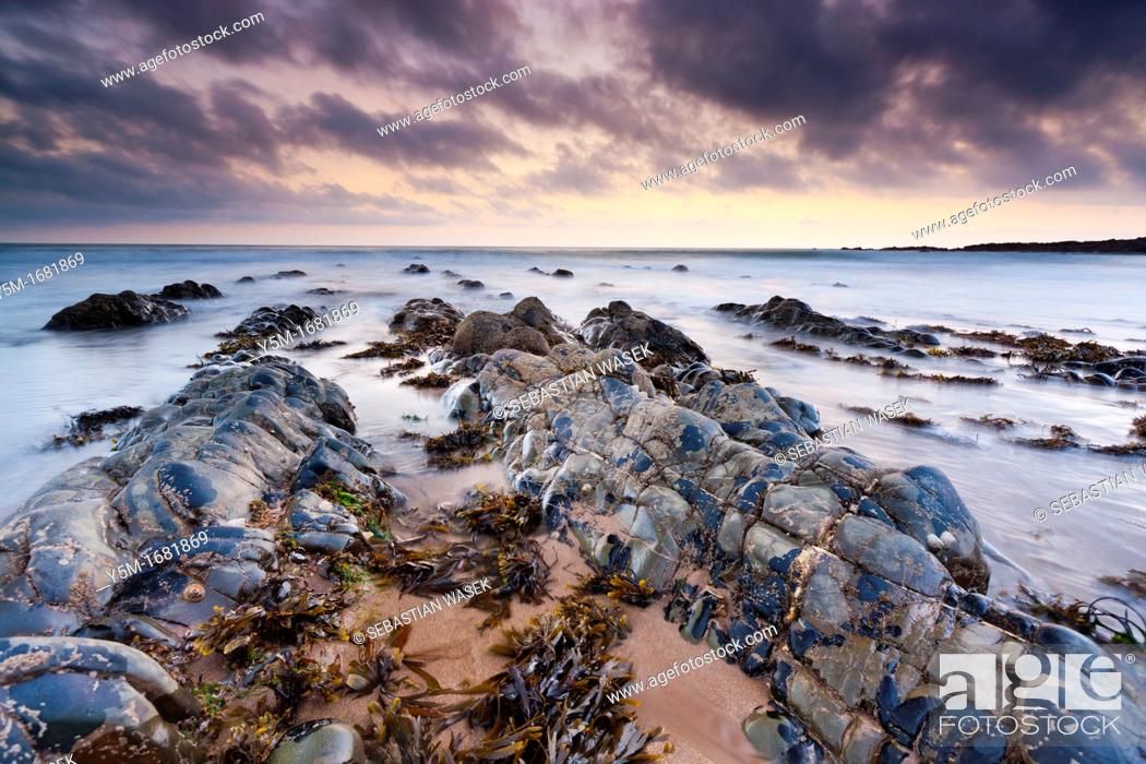 Stock Photo: The rocky shores of Hartland Quay in North Devon, England, United Kingdom, Europe.