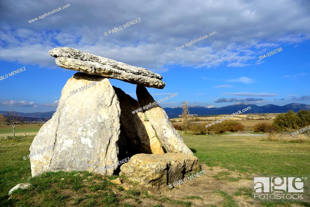 Stock Photo: Dolmen of Sorginetxe, near of Arrizala, Salvatierra, Alava, Spain.