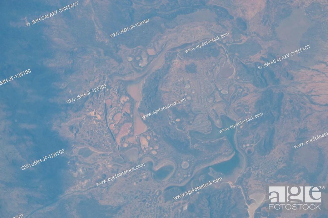 Stock Photo: The Shoemaker (formerly Teague) Impact Structure, located in Western Australia in a drainage basin south of the Waldburg Range.