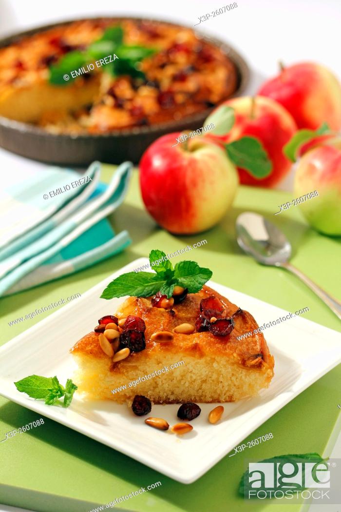 Stock Photo: Apple tart with cranberries.