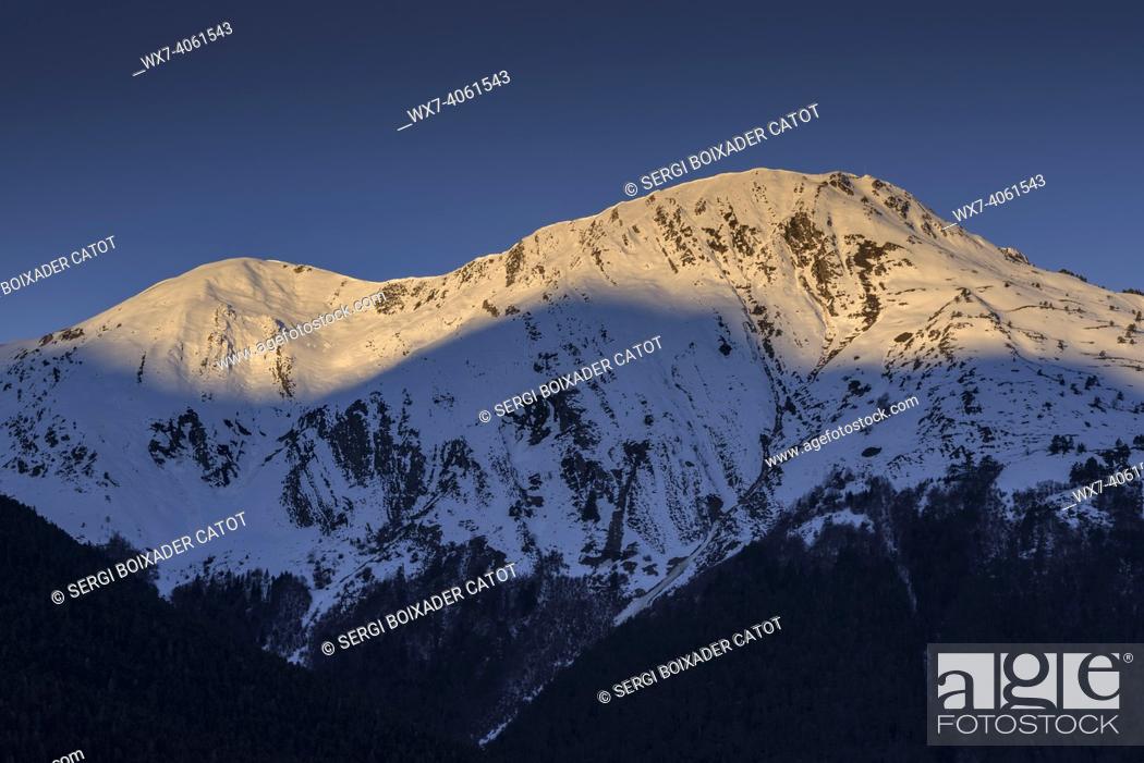 Stock Photo: Montcorbison summit with the first morning daylight (Aran Valley, Catalonia, Spain, Pyrenees).