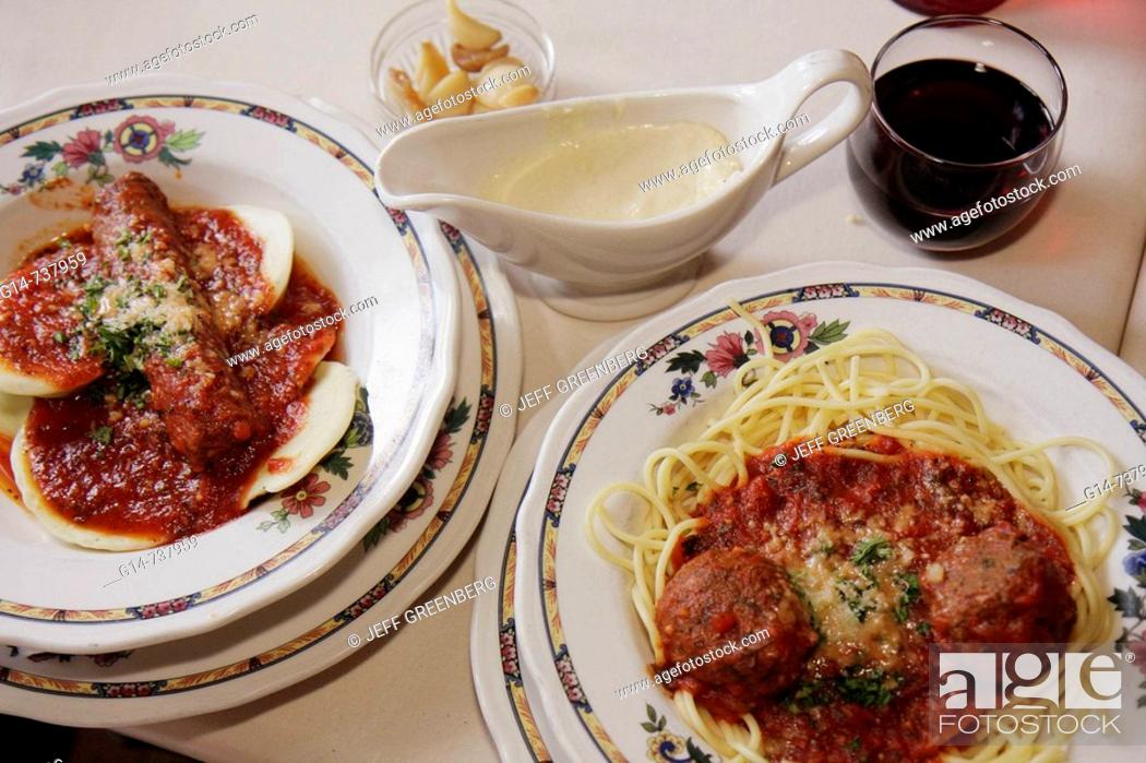 Stock Photo: Arkansas, Eureka Springs, Ermilio's Italian Home Cooking, restaurant, dining, food, spaghetti, ravioli, pasta, ethnic,.