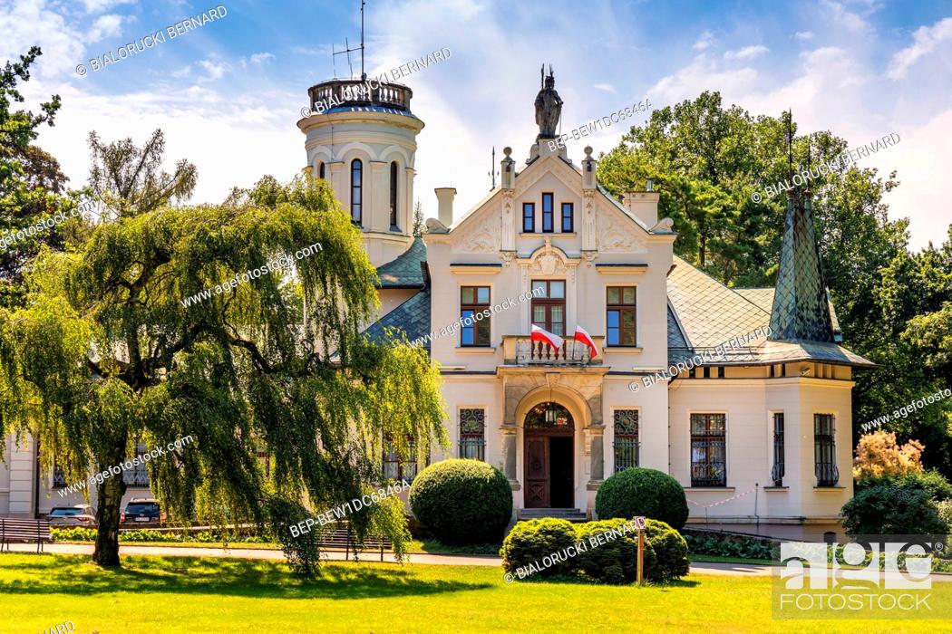 Stock Photo: Oblegorek, Swietokrzyskie / Poland - 2020/08/16: Panoramic view of historic manor house and museum of Henryk Sienkiewicz, polish novelist and journalist.