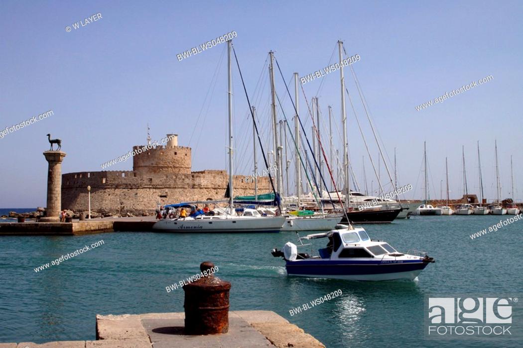 Old Town Of Rhodes Harbour Greece Rhodes Stock Photo Picture