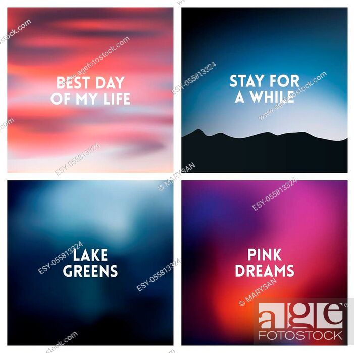 Stock Vector: Abstract vector dark pink blurred background set. 4 colors set.
