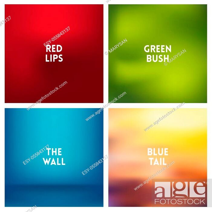 Stock Vector: Abstract vector multicolored blurred background set. 4 colors set.