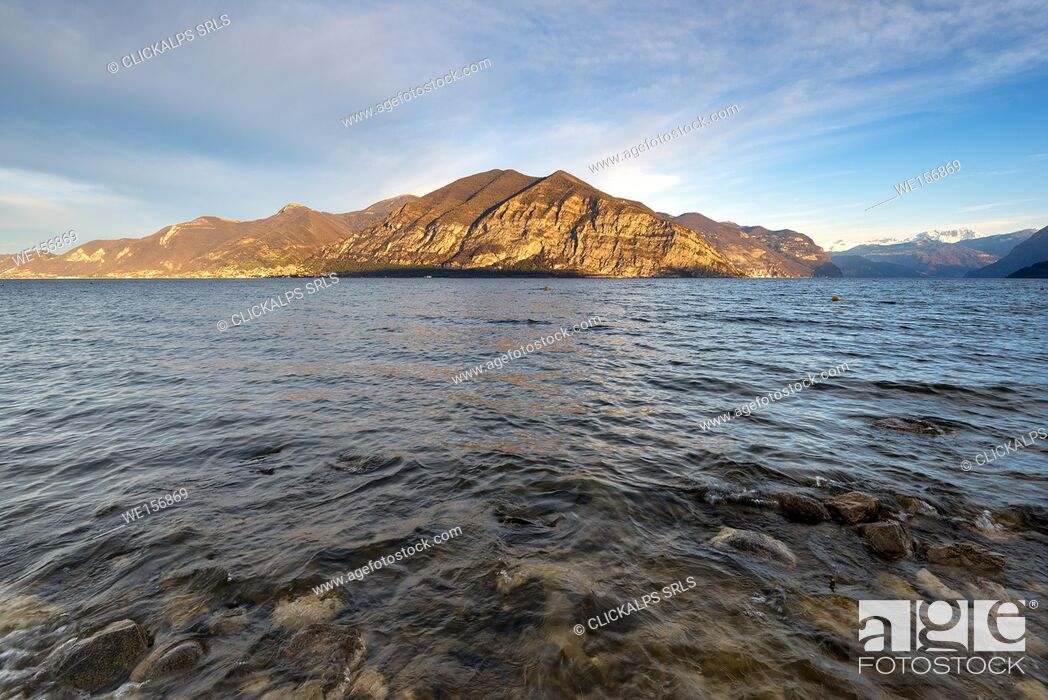 Stock Photo: Iseo lake at sunrise, Brescia province, Italy, Lombardy district.