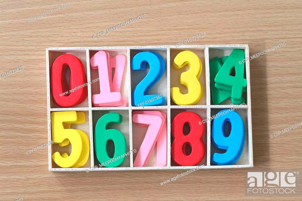 Stock Photo: Colorful of numbers in the box.