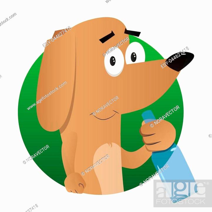 Cartoon illustrated dog holding a bottle, Stock Vector, Vector And Low  Budget Royalty Free Image. Pic. ESY-044627418 | agefotostock