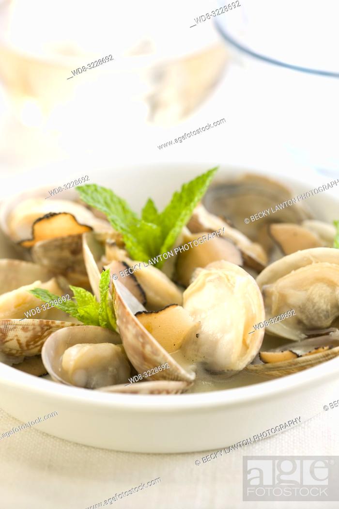Cazuelita de almejas con trufa negra / clams with black truffle, Stock Photo, Picture And Rights Managed Image. Pic. WD8-3228692 - agefotostock