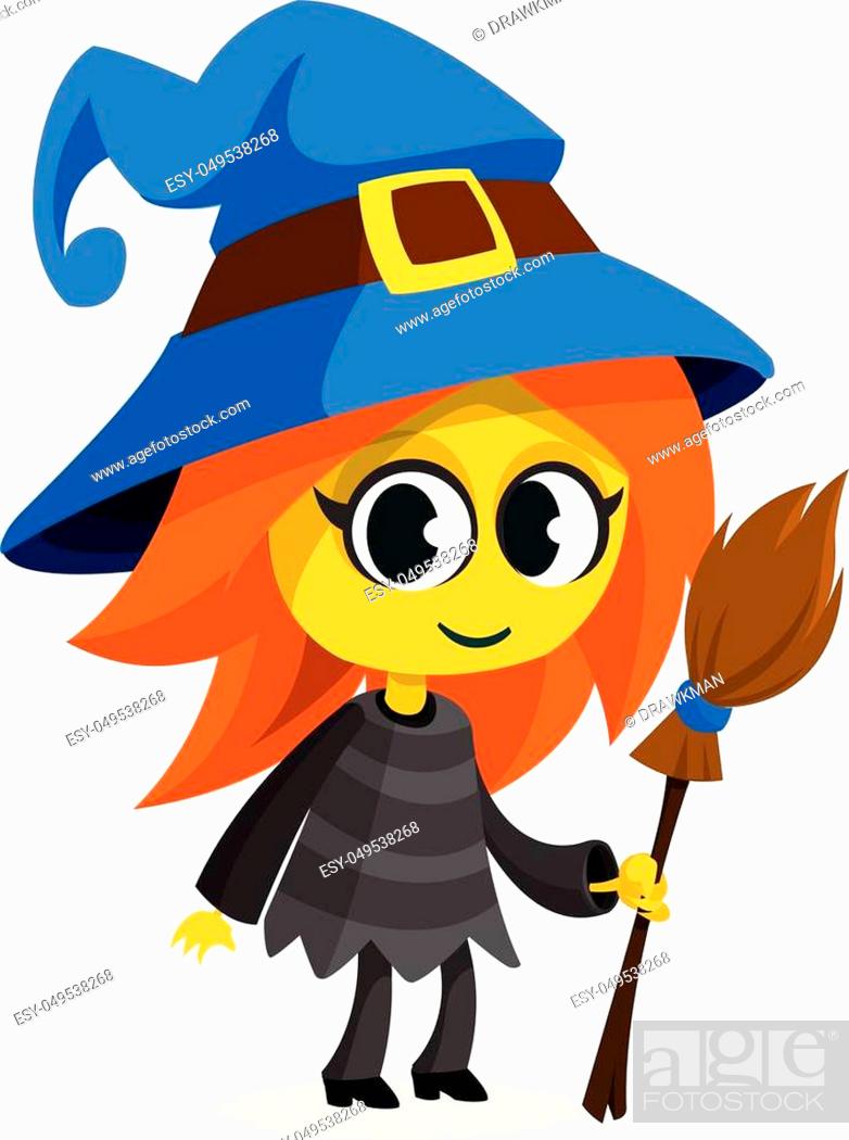 Cute cartoon witch. Vector clip art illustration of Halloween witch with a  broom, Stock Vector, Vector And Low Budget Royalty Free Image. Pic.  ESY-049538268 | agefotostock