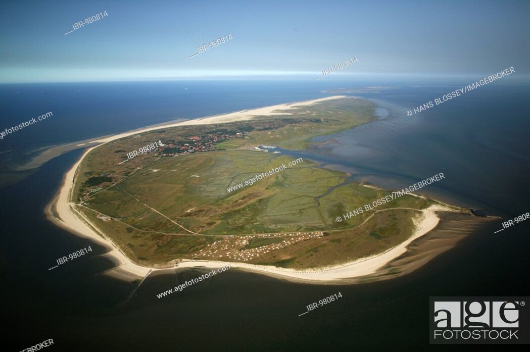 Stock Photo: Aerial view, sandbank, Spiekeroog Island, North Sea, East Frisian Islands, Lower Saxony, North Germany, Europe.