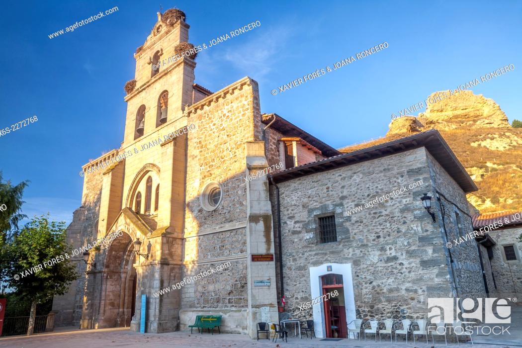Stock Photo: Chruch of Santa Maria in Belorado village in the Way of St. James, Burgos, Spain.