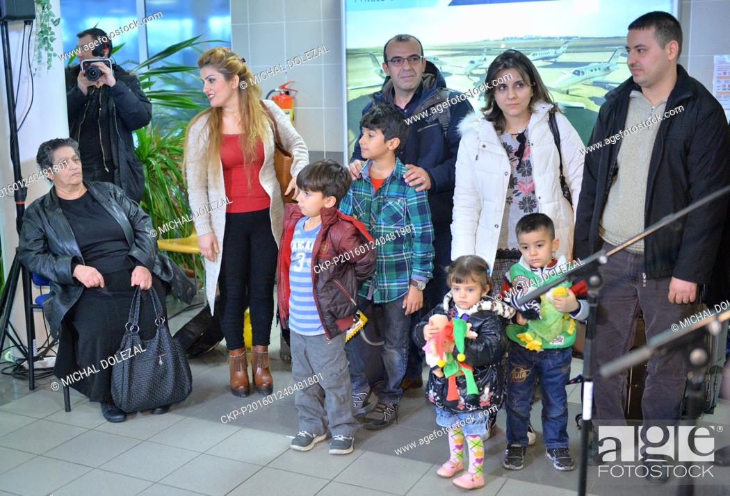 Stock Photo: The first group of ten Christian refugees from Iraq landed at Prague's Vaclav Havel Airport this afternoon, Vojtech Jurasek.