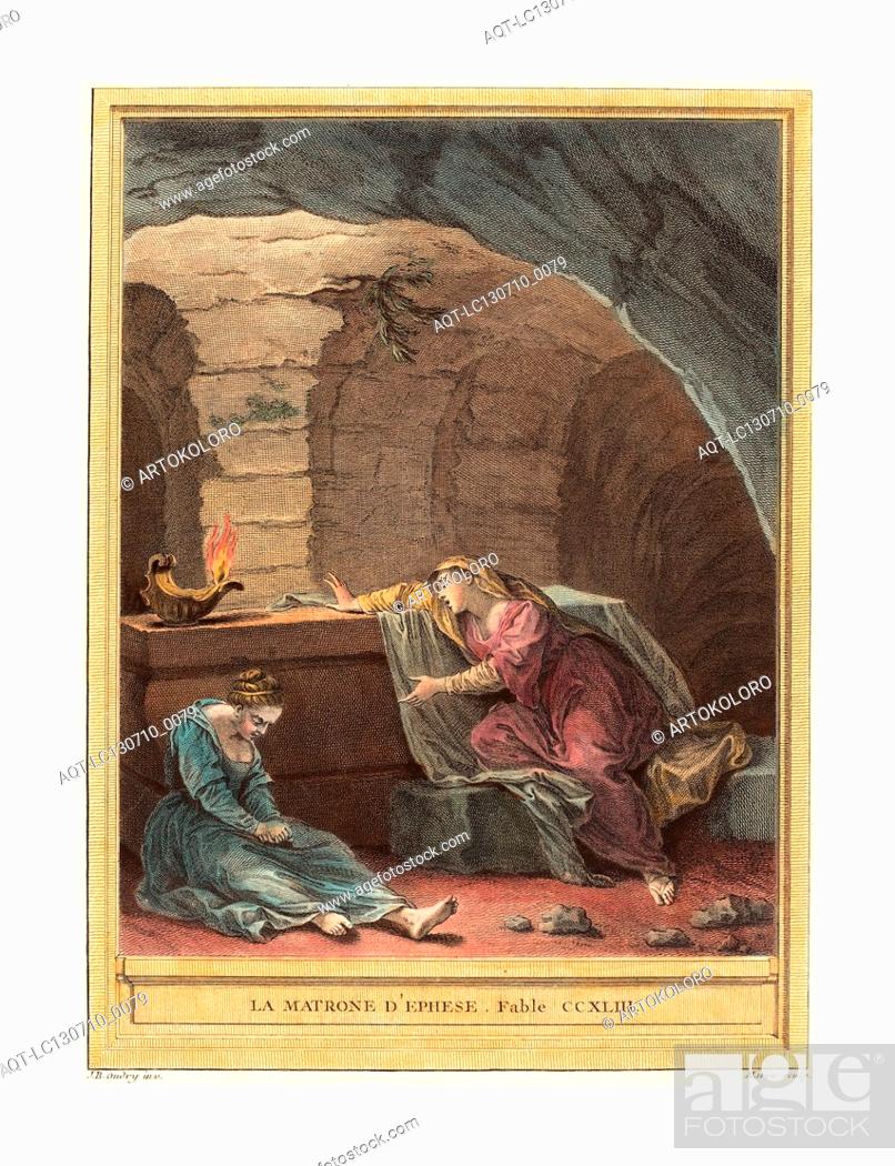 Stock Photo: Martin Marvie after Jean-Baptiste Oudry (French, 1713 - 1813 ), La matrone d'Ephese (The Matron of Ephese), published 1759, hand-colored etching, Gift of Mr.