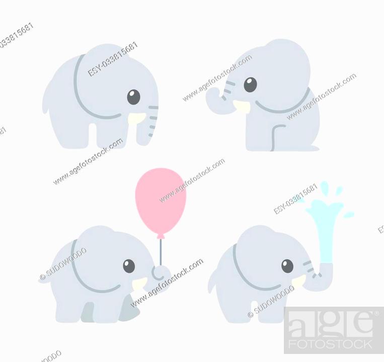 Cute cartoon baby elephant set. Adorable elephant illustrations for  greeting cards and baby shower..., Stock Vector, Vector And Low Budget  Royalty Free Image. Pic. ESY-033815681 | agefotostock