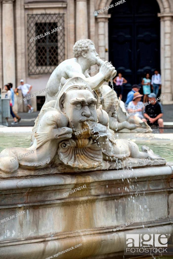 Stock Photo: Fontana del Moro (Moor Fountain) in Piazza Navona. Rome, Italy.