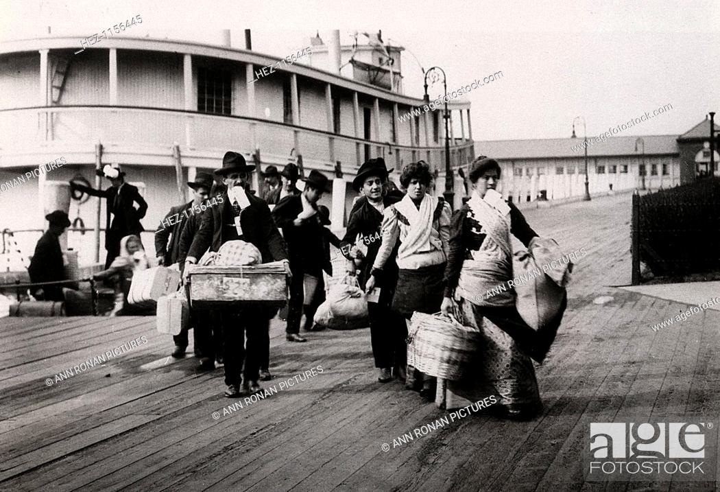 Photograph of Immigrants Arriving at Ellis Island in New York  Year 1908c 8x10 