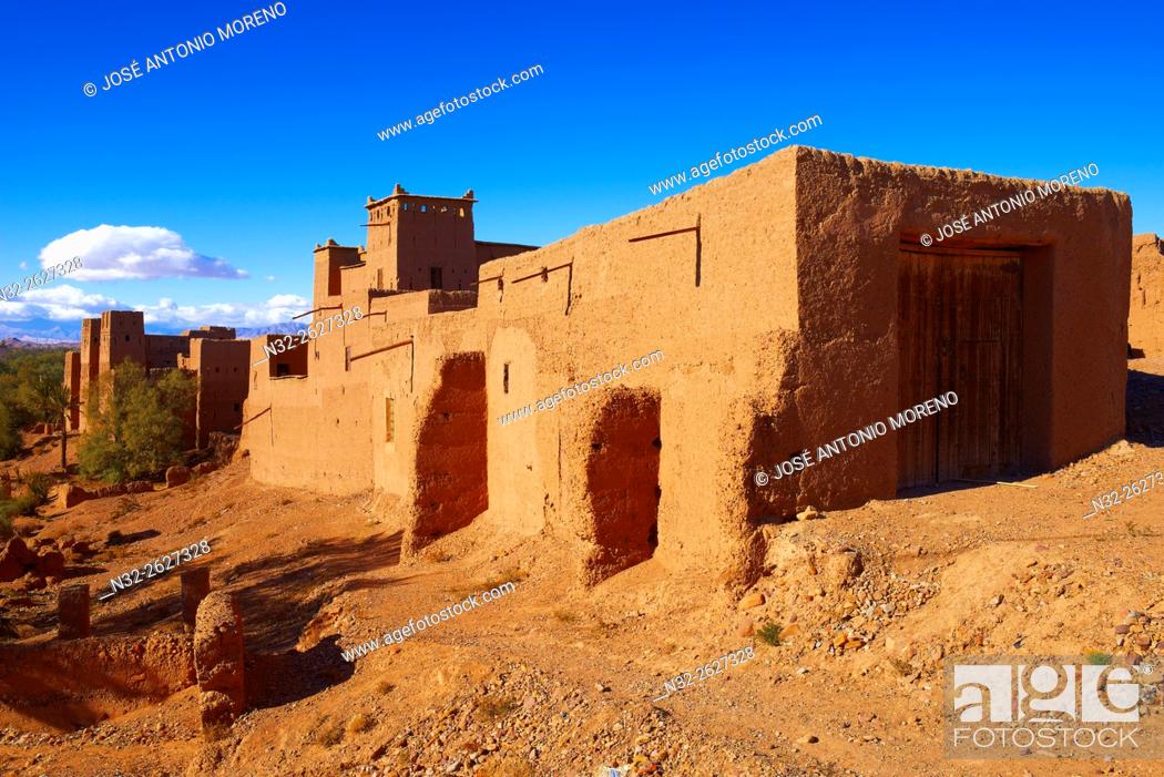 Stock Photo: Old Kasbah, Skoura, Ouarzazate Region, Morocco, Africa.