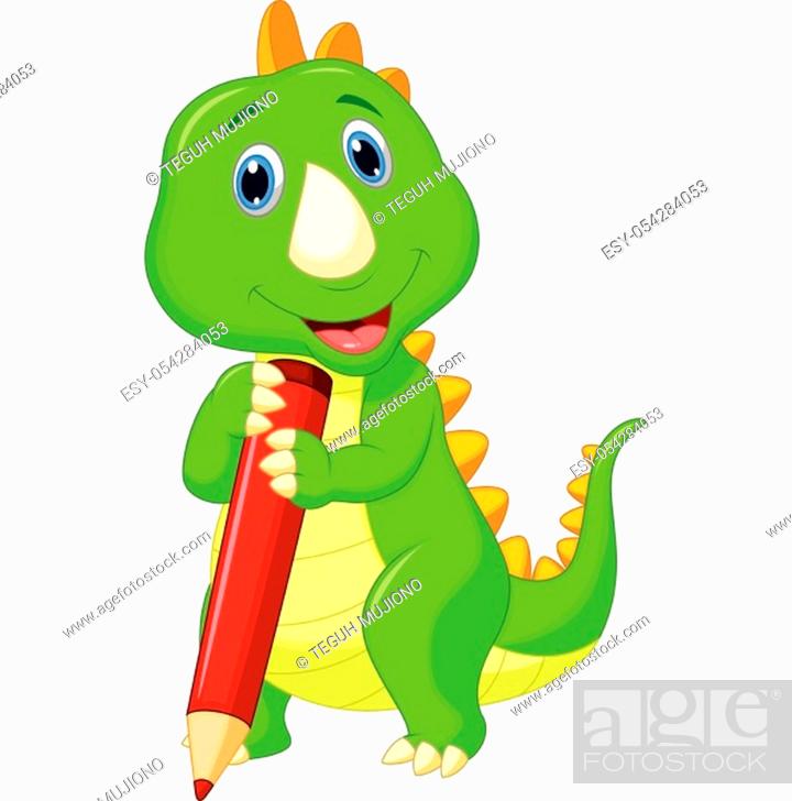 Happy dinosaur cartoon holding red pencil, Stock Vector, Vector And Low  Budget Royalty Free Image. Pic. ESY-054284053 | agefotostock