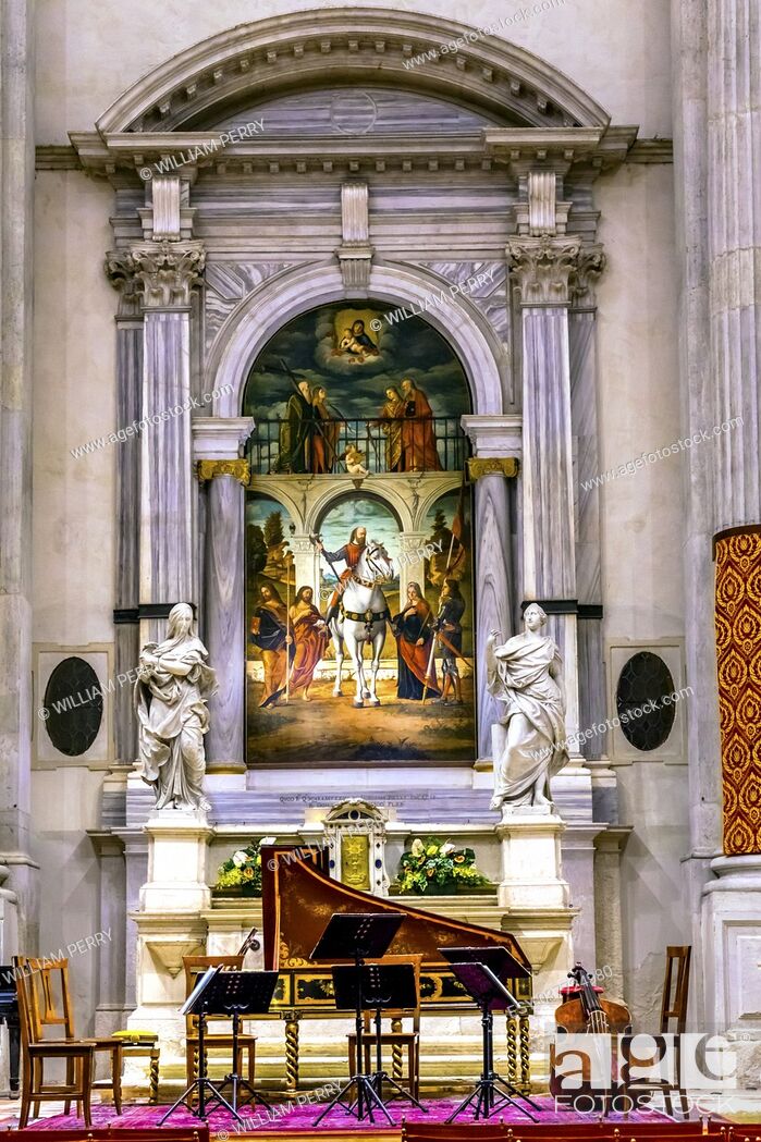 Stock Photo: San Vidal Church Altarpiece Basilica Venice Italy. Now a concert hall. San Vidal Painting by Vittore Carpaccio in 1514.