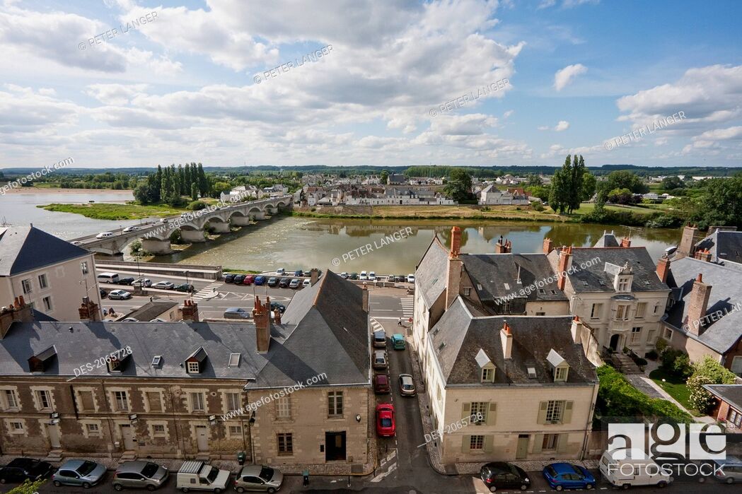 Stock Photo: Panoramic View Of Amboise From The Chateau D'amboise, Amboise, France.