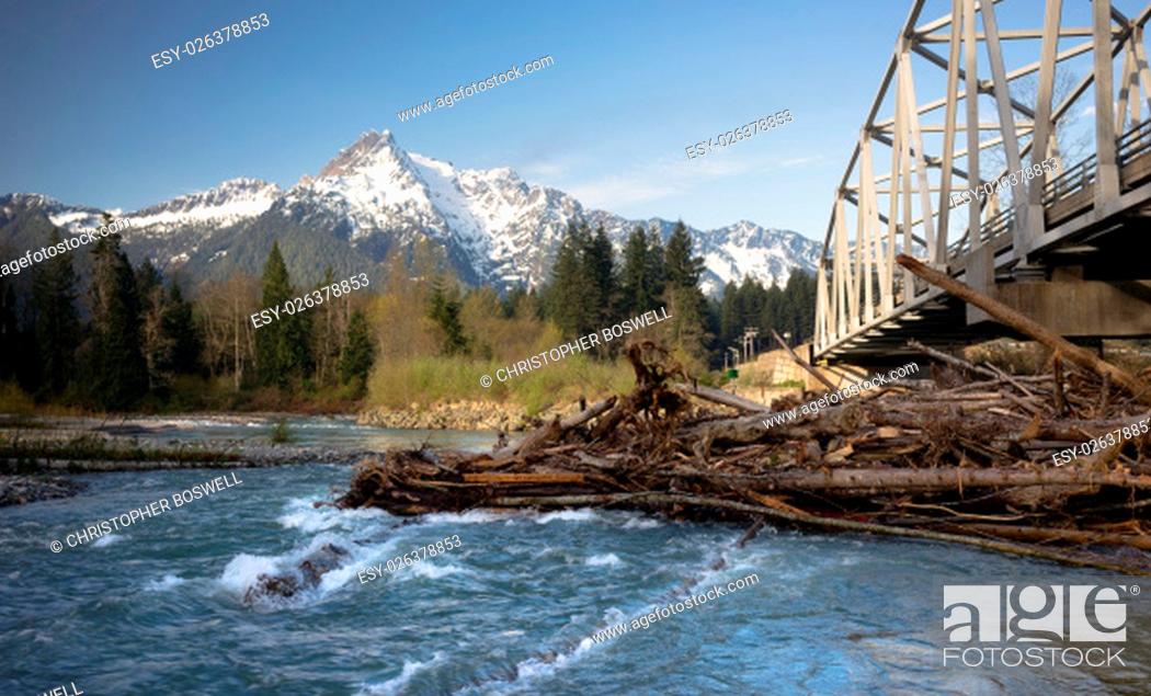 Stock Photo: Whitehorse Mountain North Cascades Darrington WA Sauk River.